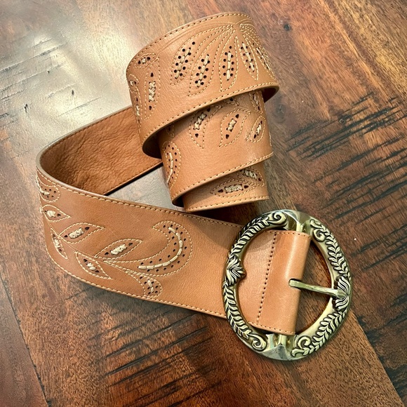 Cole Haan Tan Embroidered Belt - Picture 1 of 11
